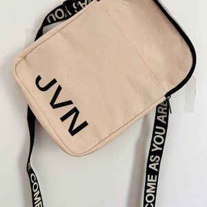 JVN Cream Messenger Bag with Black Accents